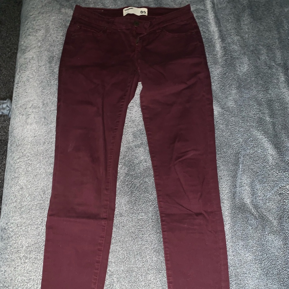 Maroon skinny jeans